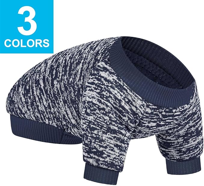 3 Pack Dog Sweater, Dog Sweaters for Small Dogs, Warm Soft Pet Clothes for Puppy, Medium Large Cat, Dogs Girl or Boy, Dog Shirt for Winter Christmas (Grey+Navy+Blue, Small)