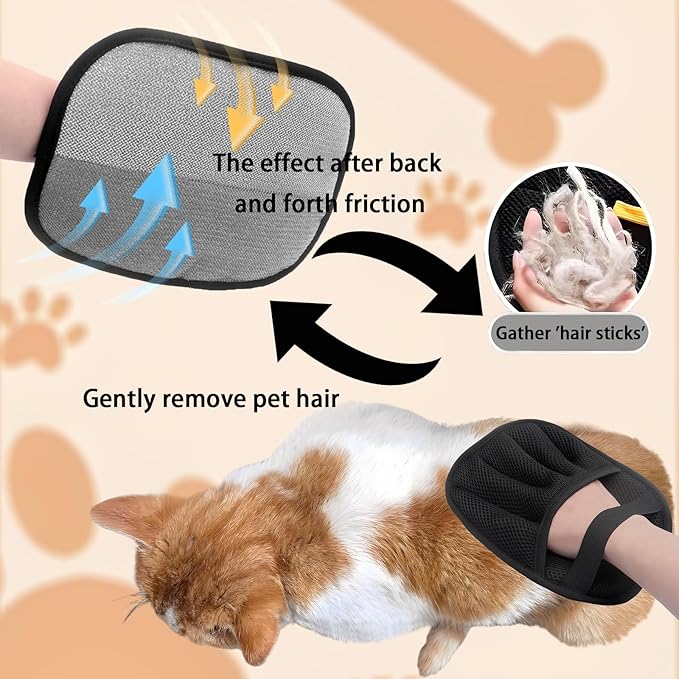 Pet Hair Remover Glove, 3PCS Upgraded 5-Finger Electrostatic Pet Hair Removal Gloves, Pet Hair Removal Tool for Laundry, Furniture, Clothes, Couch, Bed, Carpet, Car Seat