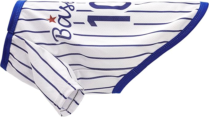 Paiaite Sleek Striped Dog Vest: Sleeveless Baseball-Style Dog Shirt, Ideal Fit for Small, Medium, and Large Breeds,Polyester Fabric for Comfort, Breathability, and Stretchiness Blue L