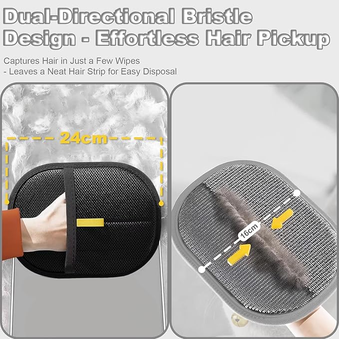 Pet Hair Remover Gloves for Dogs, Upgraded Electrostatic Pet hair Removal Glove, Professional Grooming & Furniture Cleaning Glove, Cat & Dog Hair Glove, Reusable & Machine Washable Hair Remover
