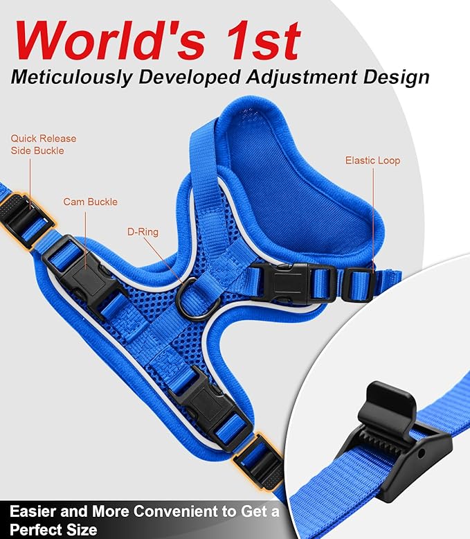 Cat Harness and Leash for Walking Escape Proof Soft Adjustable Cat Leash Breathable Comfortable Vest Easy to Wear Kitten Harness for Outdoor Travel (Blue, M (13-18lb))