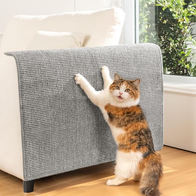 Conlun Extra Large Cat Scratcher Mat (27.5" x 35.4"), Natural Sisal Cat Scratching Pad for Indoor Cats, Mess-Free Cat Scratch Rug & Cardboard Alternative, Couch & Furniture Protector