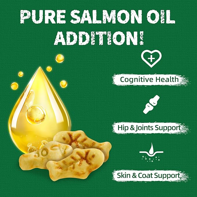 Just Try 13.4 OZ Cat Grass Treats Salmon Oil Natural Salmon Kitten Healthy Cat Treats Training Biscuits Snacks Fish Oil Omega 3 Supplements for Cats Joint Support & Skin Coat Health