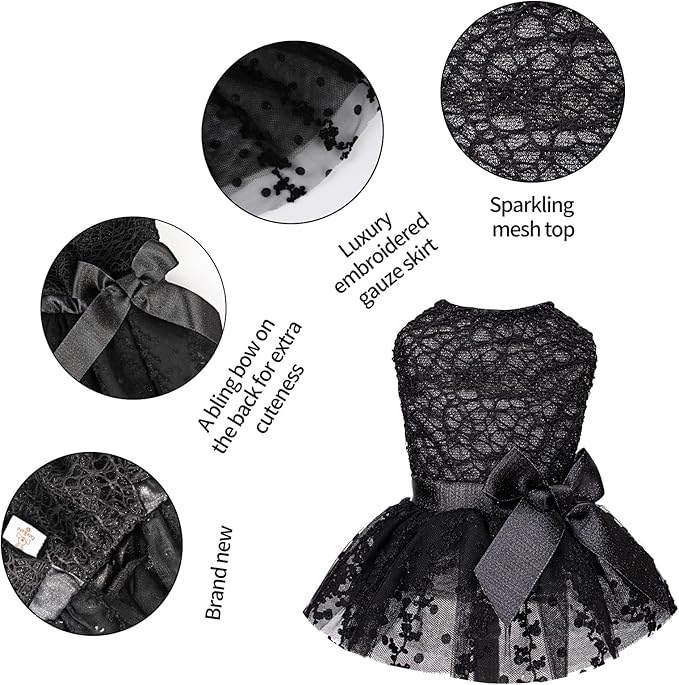 CuteBone Dog Birthday Dress Girl Puppy Skirt Tutu Cat Wedding Outfit Pet Party Clothes for Small Dogs Costume DD15XXS