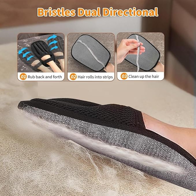 Pet Hair Removal Glove for Cats and Dogs,Newly Upgraded Reusable Effortless & Efficient Electrostatic Pet Hair Grooming Tool for Laundry & Clothing,Couch,Carpet,Car Seat,Five-Finger Design Large Size