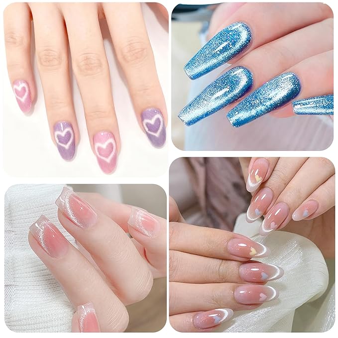 8pcs Cat Eye Nail Tools – Magnetic Pen, Cylindrical Magnets, Scissor & Y-Shaped Plates for French Heart Cat Eye Effect