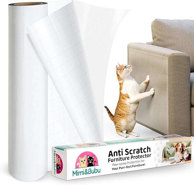 Mimi&Bubu [New Glue Extra-Thick BPA-free] Anti Scratch Furniture Protector(160" x 13"), Single-Sided Sticky Couch Protector for Cats and Dogs, Couch Corner Guard from Claws, Cat Scratch Deterrent Tape