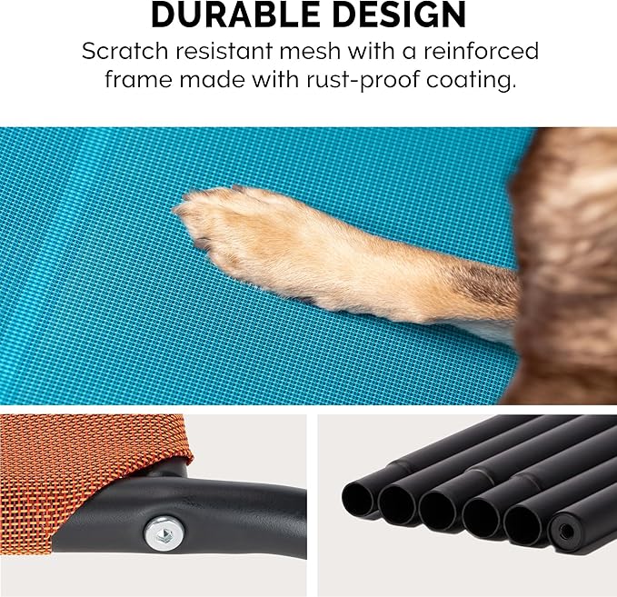 FurHaven Elevated Pet Cots - Cooling & Breathable Nylon Mesh Hammock for Large Dogs/Easy-to-Assemble/Durable and Reinforced/Perfect for Rest & Relaxation Outdoors - Terracotta Red, Extra Large