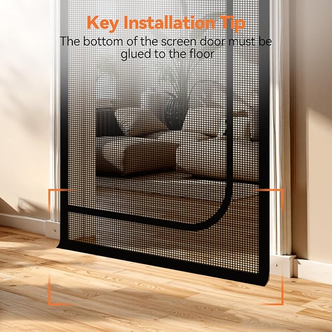 BFNN Cat Screen Door, Extra Tall Cat-Proof Mesh Gate, Fit Door Size 34'' x 82.5'', Anti Scratch Mesh with Zipper Closure, for Living Room, Kitchen, Bedroom (Black)