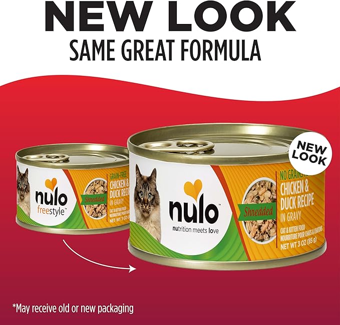 Nulo Wet Canned Cat Food - Shredded Chicken & Duck, High Protein Grain-Free Wet Cat Food Shreds for Indoor & Outdoor Kittens and Adults, 3oz Cans (24 Pack)