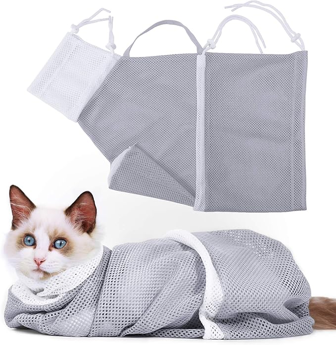 YLONG Cat Bathing Bag Anti-Bite and Anti-Scratch Cat Grooming Bag for Bathing, Nail Trimming, Medicine Taking,Injection,Adjustable Multifunctional Breathable Restraint Shower Bag(Gray)