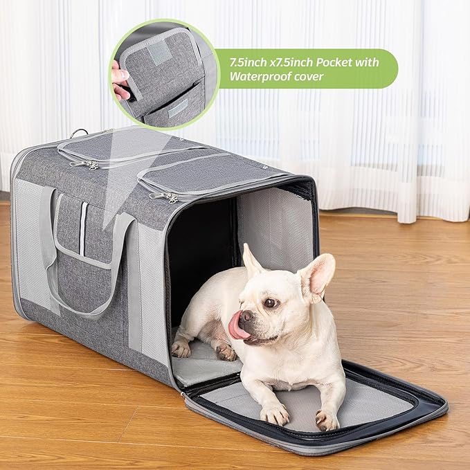 Sedioso Large Cat Carrier for 2 Cats, 21.7X 13.8X 13.8in Pet Carrier for Cat and Dog Up to 38lbs, All-Sided Mesh Cat Carriers with Great Ventilation, Portable Soft Sided Pet Carriers for Traveling