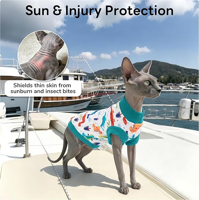 PUMYPOREITY Sphynx Cat Clothes: Stretchy Sweater, Soft Hairless Shirt, Pullover Pajamas, Turtleneck for Sphynx Cornish Rex, Devon Rex - Blue, XS