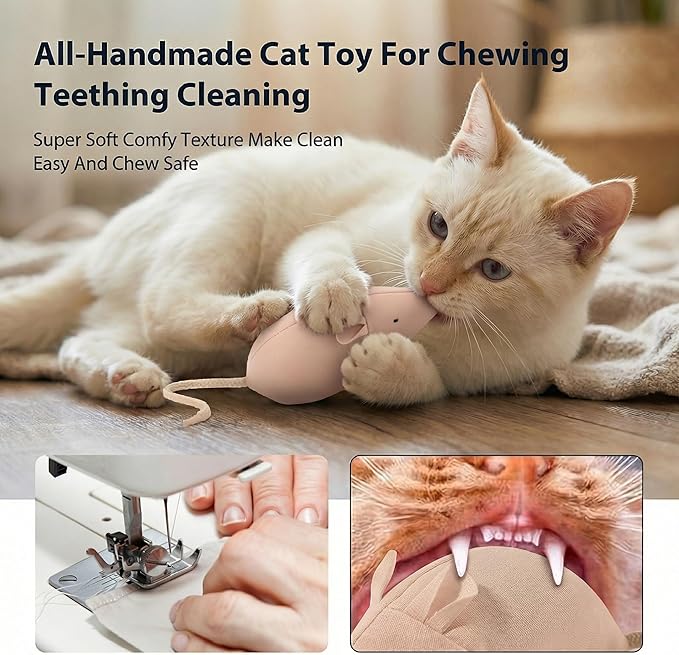 Catnip Mice Toys for Cats, 6PCS Large Interactive Fabric Mouse Toys for Indoor Adult Cats & Kittens, Encourages Cuddling, Kicking, Chasing, Playing and Chewing