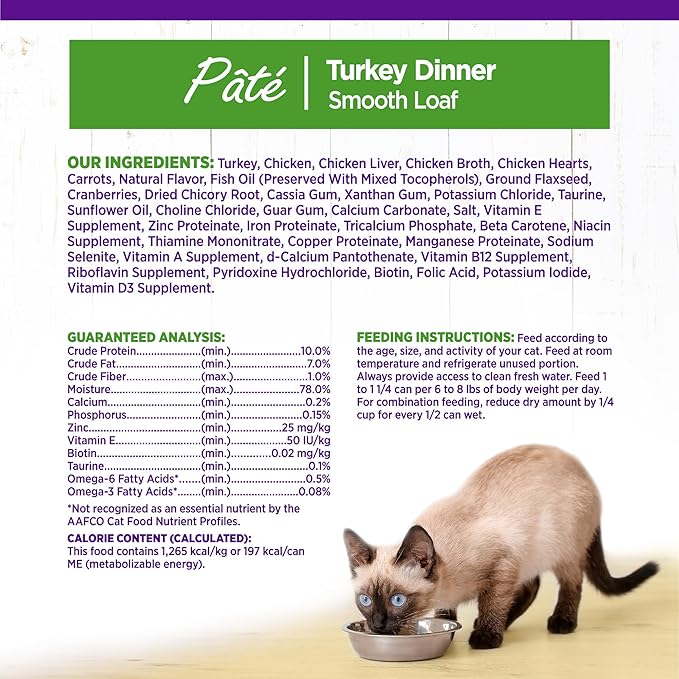Wellness Complete Health Pate Adult Canned Wet Cat Food, Natural, Protein Rich, Grain Free, Turkey Dinner Recipe, 5.5 oz, Pack of 24 Cans