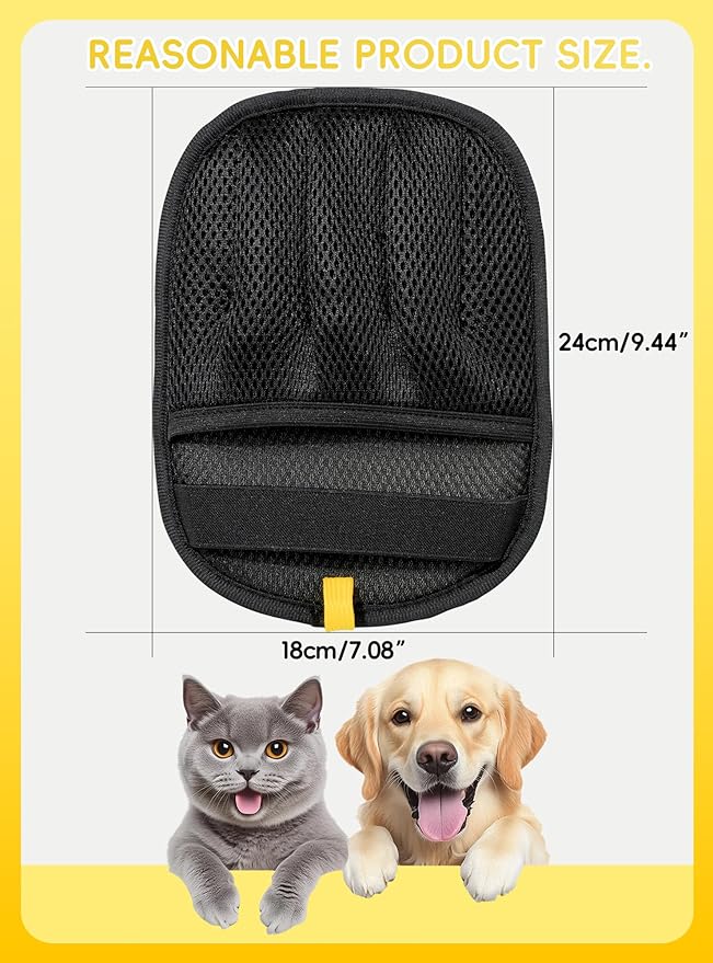 Pet Hair Removal Glove, Upgraded Efficient Reusable Electrostatic Hair Remover Tool, Washable Pets Grooming Gloves Magic Brush for Cats Dogs Sofa Coach Furniture Laundry