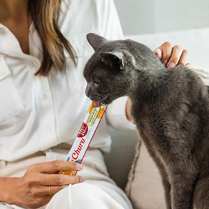 INABA Churu for Senior 10+, Creamy Lickable Cat Treats with Taurine, Vitamin E & C, 0.5 Ounces Each, 20 Tubes, Tuna Variety