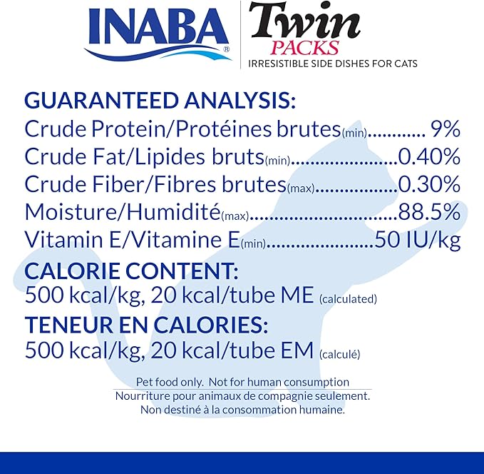 INABA Twin Packs for Cats, Side Dish/Topper Pouch, 1.4 Ounces per Serving, 16 Servings, Tuna & Chicken with Scallop Recipe in Scallop Broth