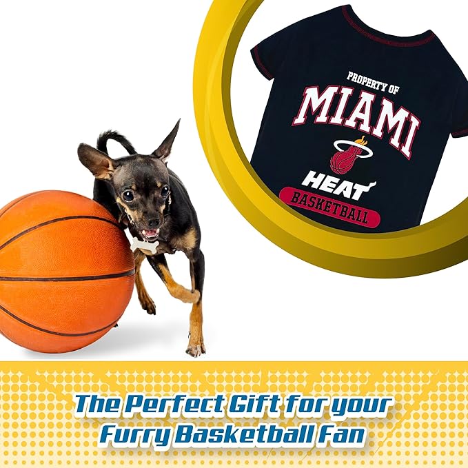 Pets First NBA Licensed Hoodies & T-shirt for Dogs & Cats, Miami Heat, Small