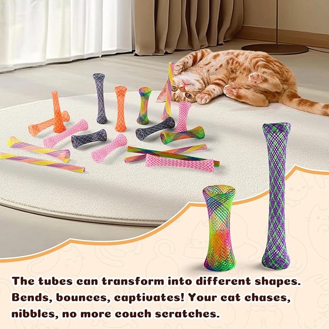 30 Pack Cat or Kitten Colorful Spring Tube Toy Fun Pet Action