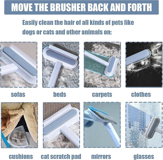 Multifunctional Pet Hair Remover for Laundry Durable Reusable Washable Lint Brush for Furniture Hair Complete 4 in 1 14.9Inch Cat Hair Remover Effective on Carpets Car Seats Bedding
