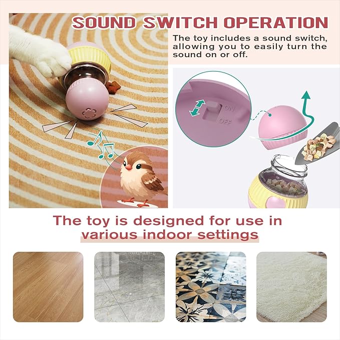 TLKNG Cat Treat Dispensing Toy Kitten Puzzle Feeder & Food Dispenser Ball - Kitty Enrichment Toys for Indoor Cats Kitty Stimulating Tous