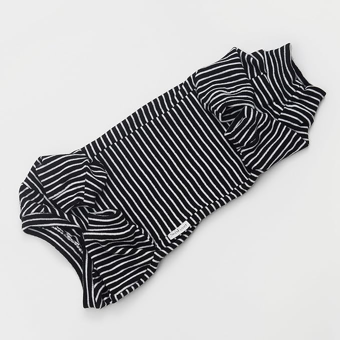Sphynx Cat Clothes Black Stripe Breathable Shirts Suit, Pet Hat and Shirt Set (X-Large)