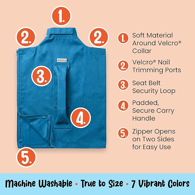 Cat-in-the-Bag Cozy Comfort Carrier - Small Light Blue Cat Carrier Soft and Pet Carrier Administration, Grooming, Vet Visits, Dental Care, and Nail Trimming