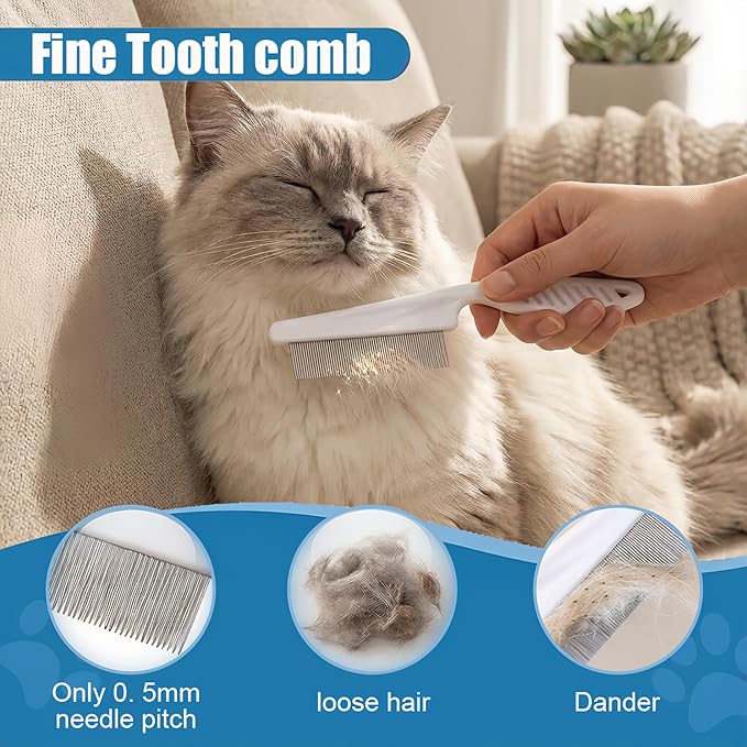 9PCS Dog Bath Kit & Dog Brush Kit for Dogs & Cats - Professional Pet Grooming Tools Set with Shedding Brush, Bath Scrubber, Dematting Comb & Storage Bag - Complete Dog Washing Essentials, Blue