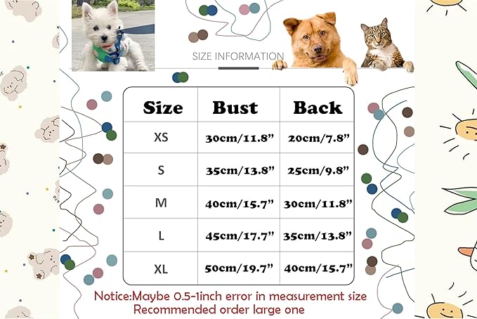 Cute Dog Shirt, Stretchy Dino Doggie T-Shirt Clothes for Small Dogs, Soft Pet Tee Outfit Cat Apparel for Daily Wear, Cozy Pullover Design Puppy Apperal (Doggie, Large Size for 8.5-12lb Pets)