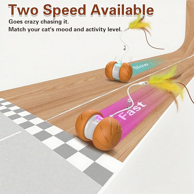 umosis Cat Toys for Bored Indoor Adult Cats,Interactive Flying Feather Teaser,Automatic Moving Robot Cat Toy,Touch Activated Kitten Toy,Rechargeable Cat Enrichment Exercise Toys