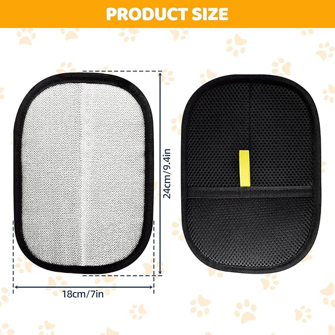 Electrostatic Pet Hair Removal Gloves for Dogs & Cats - Reusable Grooming Mitts Remove Hair from Furniture, Carpets, Car Seats & Clothes