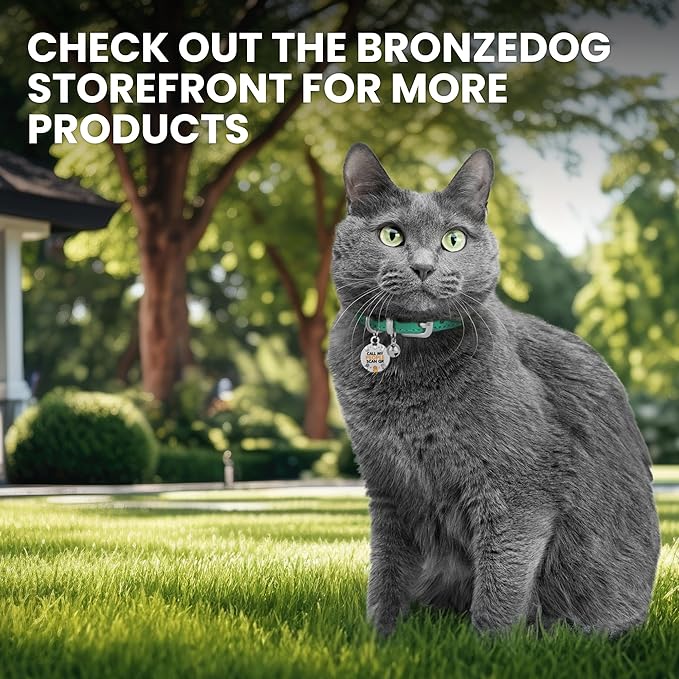 BRONZEDOG Leather Cat Collar with Removable Bells Non Breakaway Kitten QR Tag for Girl Boy (7" - 9" for Cats, Red & Silver)