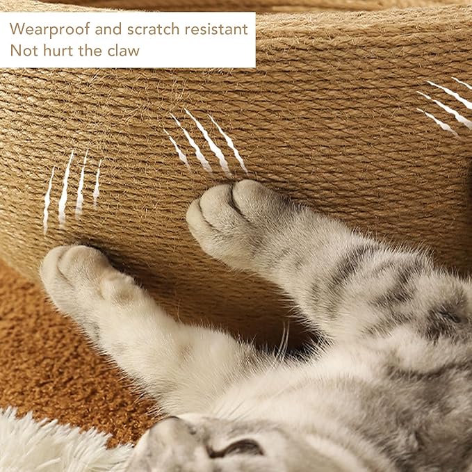 Zerodis Cat Scratcher, Sisal Hemp Cat Scratching Board Circular Concave Design Bed Hammock Bowl Shape 2 in 1 Pet Scratching Post Furniture Protector for Couch 14.2x15.2x7.9in (Tilted Style)