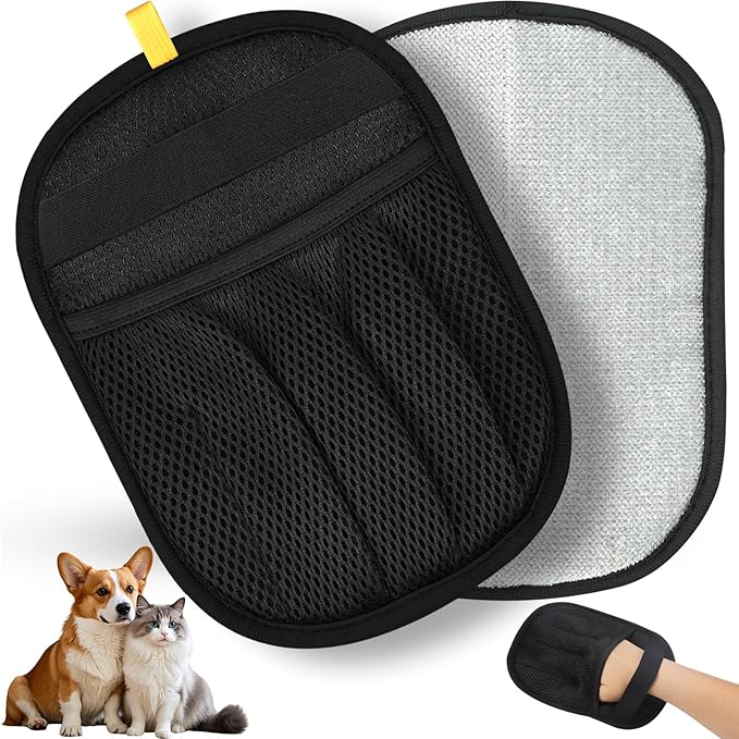 Upgraded 5-Finger Pet Hair Removal Glove for Cats & Dogs, Reusable Electrostatic Pet Hair Remover Gloves, Efficient Pet Grooming Gloves Brush Tool for Furniture, Clothing, Carpet & Couch