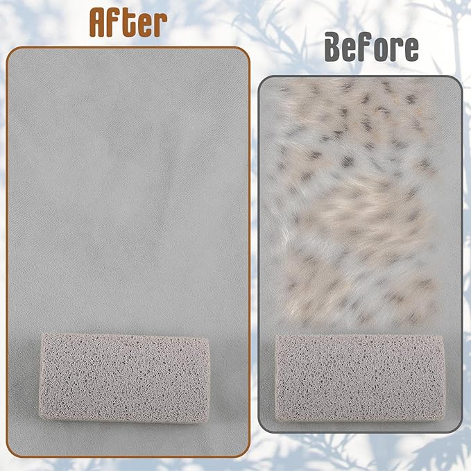 Qianyu 2 Pcs Hair Remover Pumice Pet Dog Cat Hair Removal Cleaning Gray Stone Pet Fur Cleaner Stone Reusable Dog Fur Cleaning Tool for Car Interior Bedding Carpet Couch Furnitur