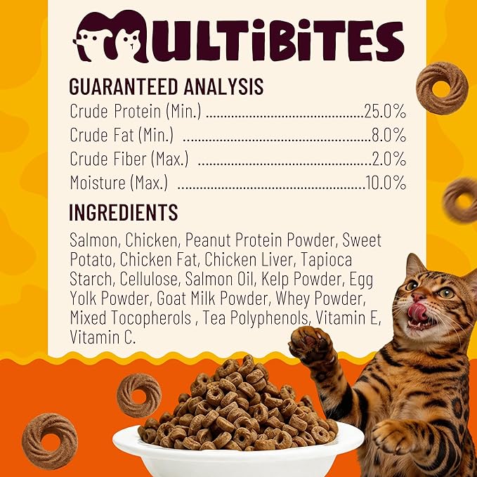 Salmon Treats for Cats, Omega-3 Supplement with Real Salmon, Natural Fish Oil & Fresh Chicken Livers - Provides Easily digestible Protein for Kittens with Sensitive stomachs (9 oz)