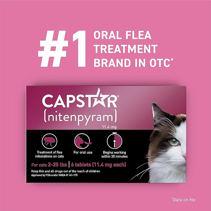 CAPSTAR Flea Treatment for Cats 2-25 lbs (6 Doses) + NEXTSTAR Flea and Tick Prevention for Cats Over 3.5 lbs (1 Dose) Bundle