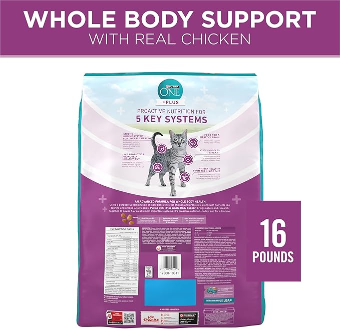 Purina ONE Plus Whole Body Support with Chicken Dry Cat Food - 16 lb. Bag