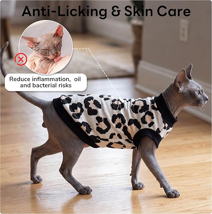 PUMYPOREITY Sphynx Cat Clothes: Stretchy Sweater, Soft Hairless Shirt, Pullover Pajamas, Turtleneck for Cornish Rex, Devon Rex - Black, M
