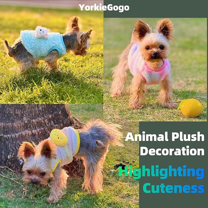 4-Piece Tiny Pet Clothes, Candy Colored Plush Sweater Shirts for Newborn/Teacup Cats & Dogs (e.g., Chihuahuas, Yorkies), Bunnies, and Other Small Animals (Gradient, XXS (1.5-3 lbs))