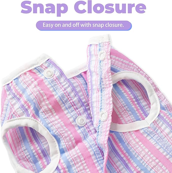 Dog Clothes Girl, 2 Pack Cute Pink & Purple Dog Dress, Dog Dresses for Small Dogs Girl, Breathable & Lightweight Puppy Clothes for Summer Birthday Party, Large