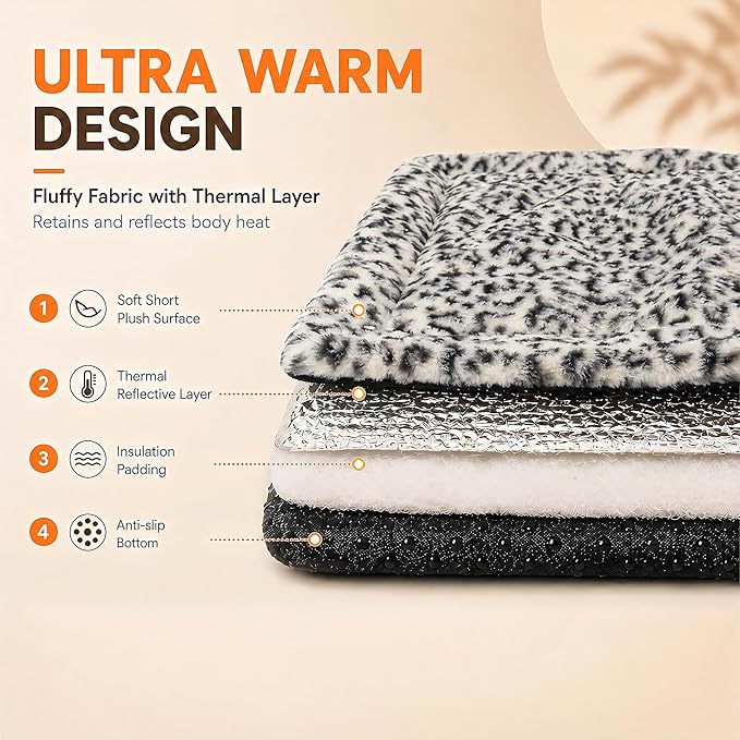 Self Warming Cat Pad for Cats and Dogs, Non Electric Thermal Pet Mat, Washable Soft Sleeping Mat with Non Slip Backing, Indoor & Sheltered Outdoor Use, 30 x 24 in, Black/White