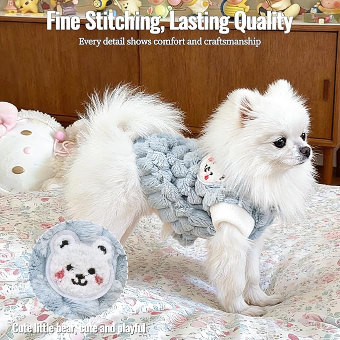 Dog Sweater for Small Dogs Puppy Cats Winter Warm Soft Pet Clothes Pullover Cute Extra Small Dog Apparel, Cat Sweaters for Cats Only Fit Chihuahua Yorkie(Blue, M)