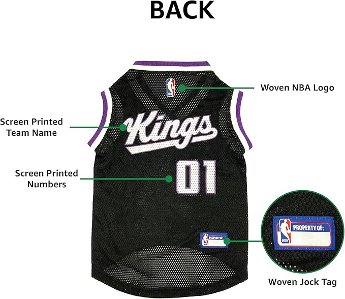 Pets First NBA Sacramento Kings Dog Jersey, X-Small- Tank Top Basketball Pet Jersey