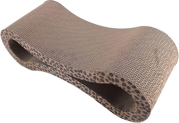 Cat Scratcher Lounge, Corrugated Cardboard Scratch Pad, Extra Thick Ergonomic Design 22.05x8.27x7.09in - Protects Furniture, Reversible Durable Construction, Comfortable Bed for (Leopard Color)