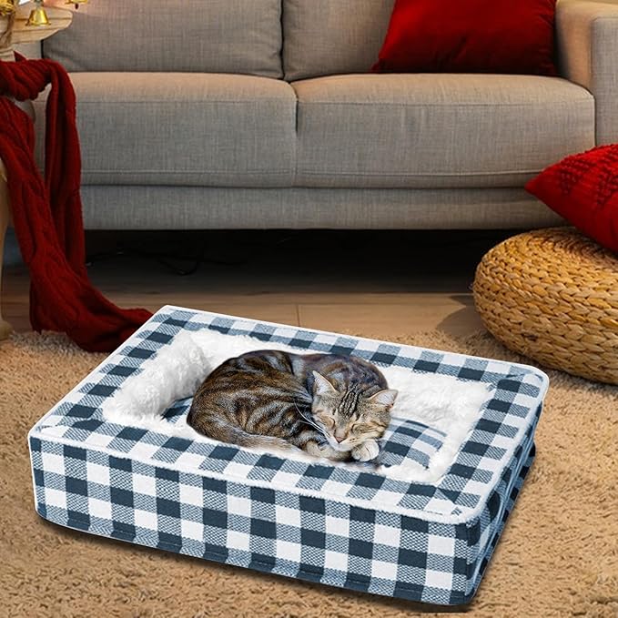 Washable Dog Bed | Soft Pet Calming Sleeping Nest Furniture - Pet Sofa Bed for Small Dogs - for Living Room Crate Interior Bedroom Home