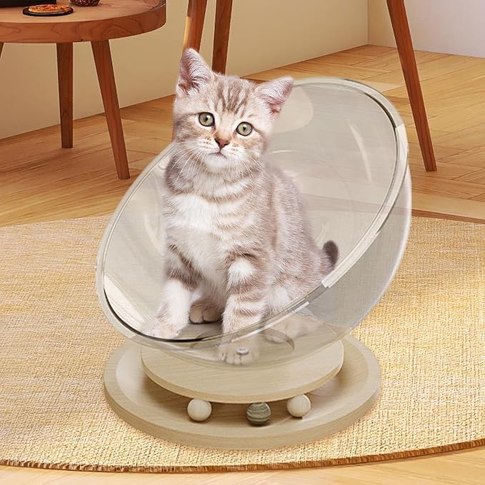 Cat Beds Space Capsule Cat Bed Sleeping Nest Cat Hammock Wooden Stand Indoor Suitable for Small Animals Home Decoration Gift Giving, Density Board XL