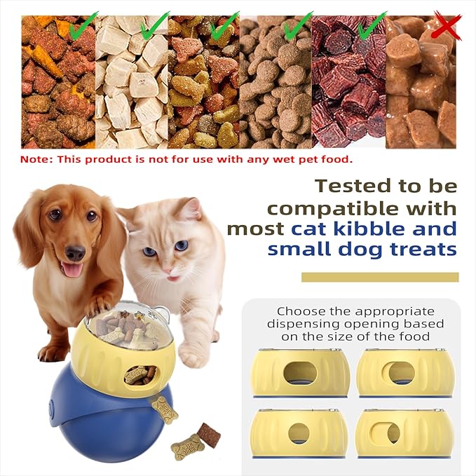 BSISUERM Cat Interactive Toys for Indoor Cats Adjustable Treat Puzzle Food Dispenser Weight Loss Tumbler Slow Feeder Fun Kitty Sliding Rolling Ball Enrichment Toy for Kitten Adult Cats Small Dogs