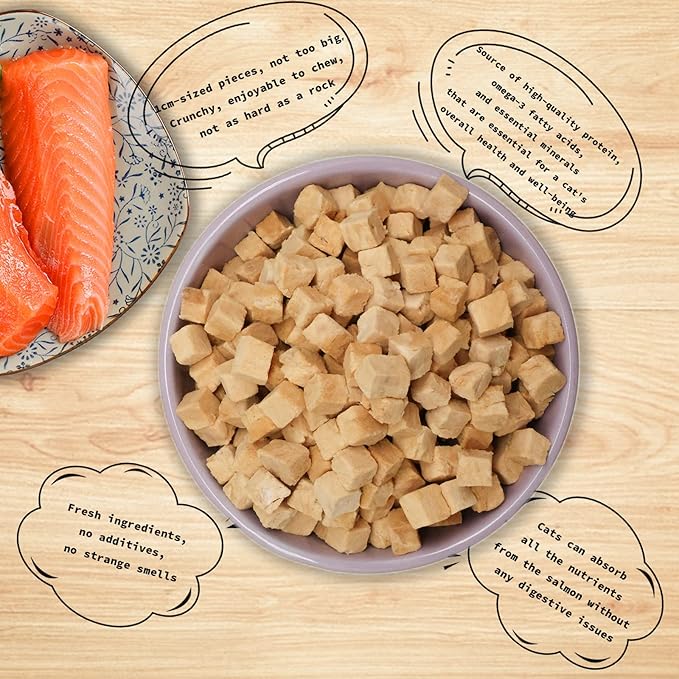 RA NOVA Freeze Dried Cat Treats - 100% Salmon Grain Free Raw - Natural Balance Limited Ingredient High Protein Cat Snacks 115g/4.1oz - Picky Eater Challenger